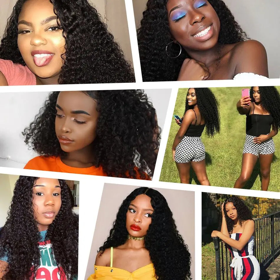 12A Brazilian Afro Kinky Curly Bundles With Closure Human Hair Bundles With Frontal Loose Deep Wave Hair Bundles With Closure