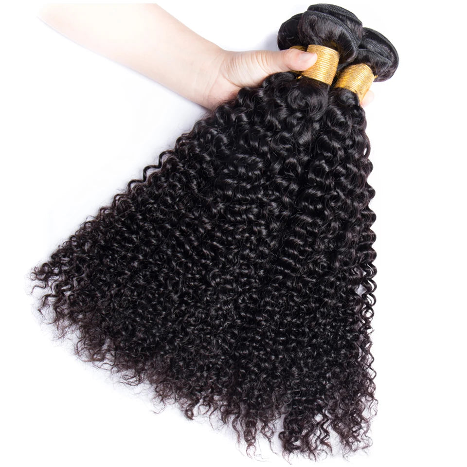 12A Brazilian Afro Kinky Curly Bundles With Closure Human Hair Bundles With Frontal Loose Deep Wave Hair Bundles With Closure