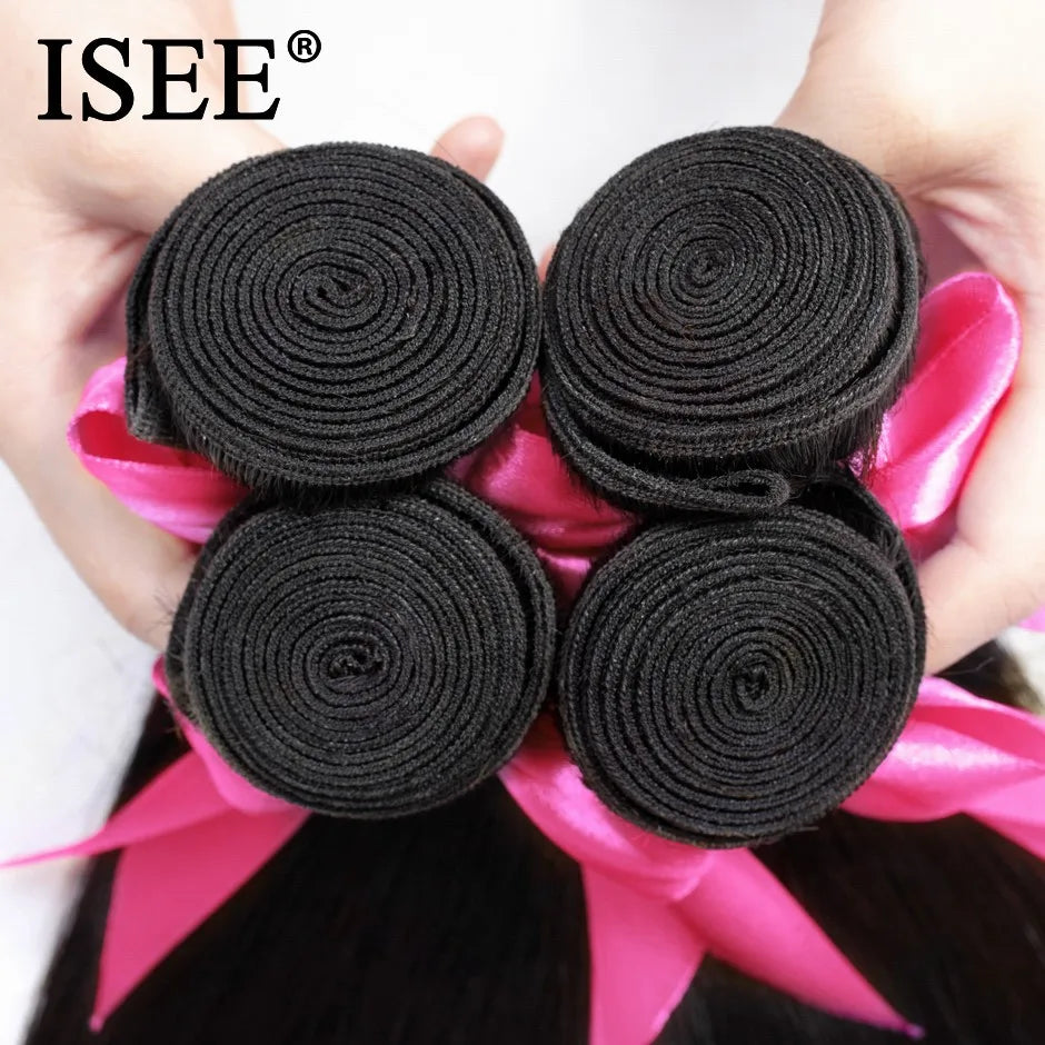 Brazilian Straight Hair Weaves bundles raw hair 100% Human Hair Bundles Straight Hair Extension Natural Color 1Bundle ISEE hair