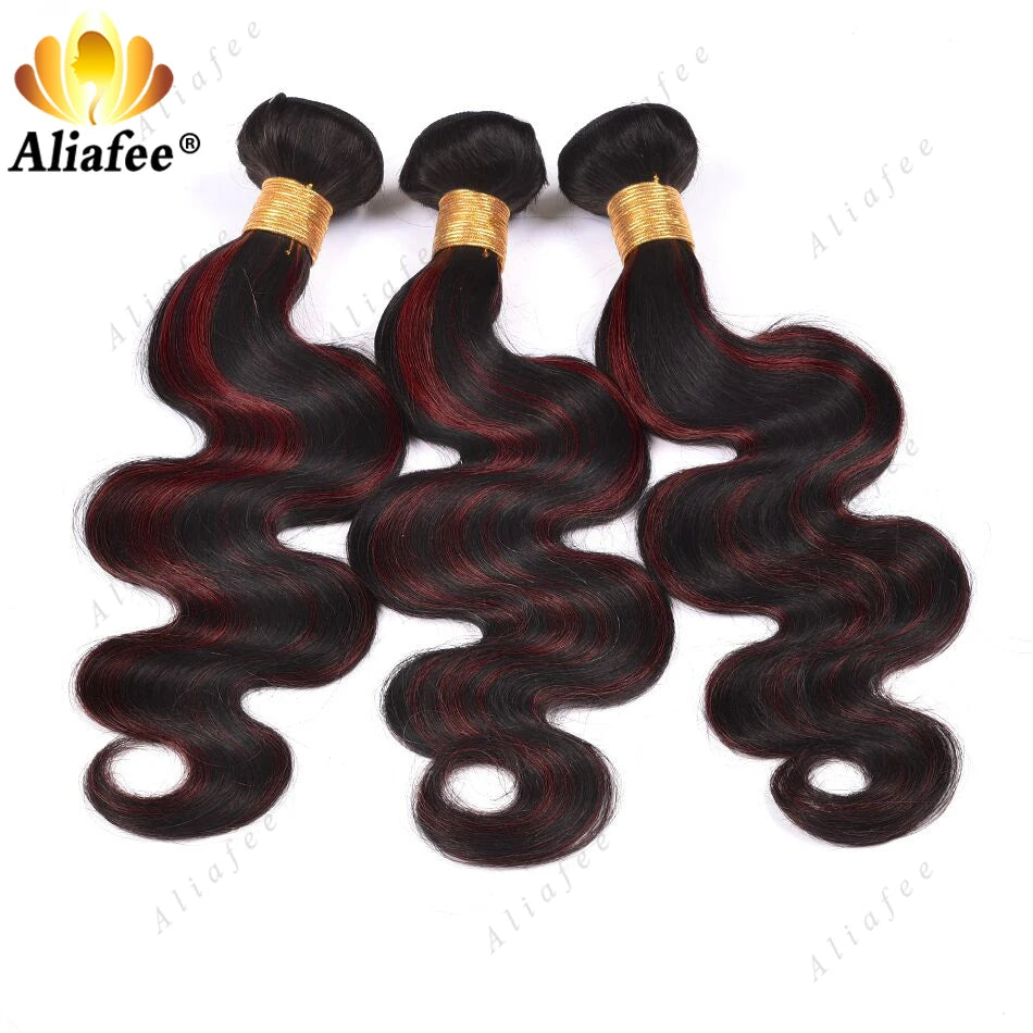 Highlights Red Blonde Colored Brazilian Hair Bundles With 5X5 Lace Closure Remy Body Wave Human Hair Bundles With 4x4 Closure