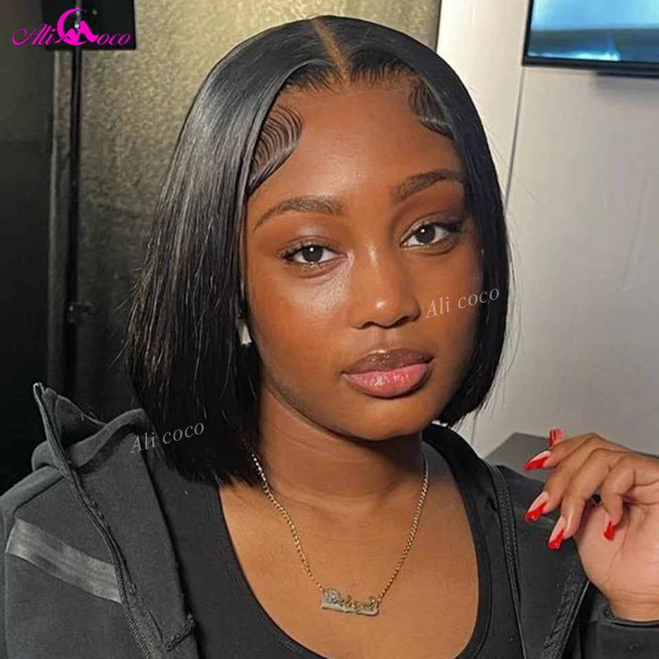 Blonde With Brown Root Human Hair Bob Wigs Straight Lace Front Wig 180 Density Honey Blonde Lace Frontal Wigs for Black Women