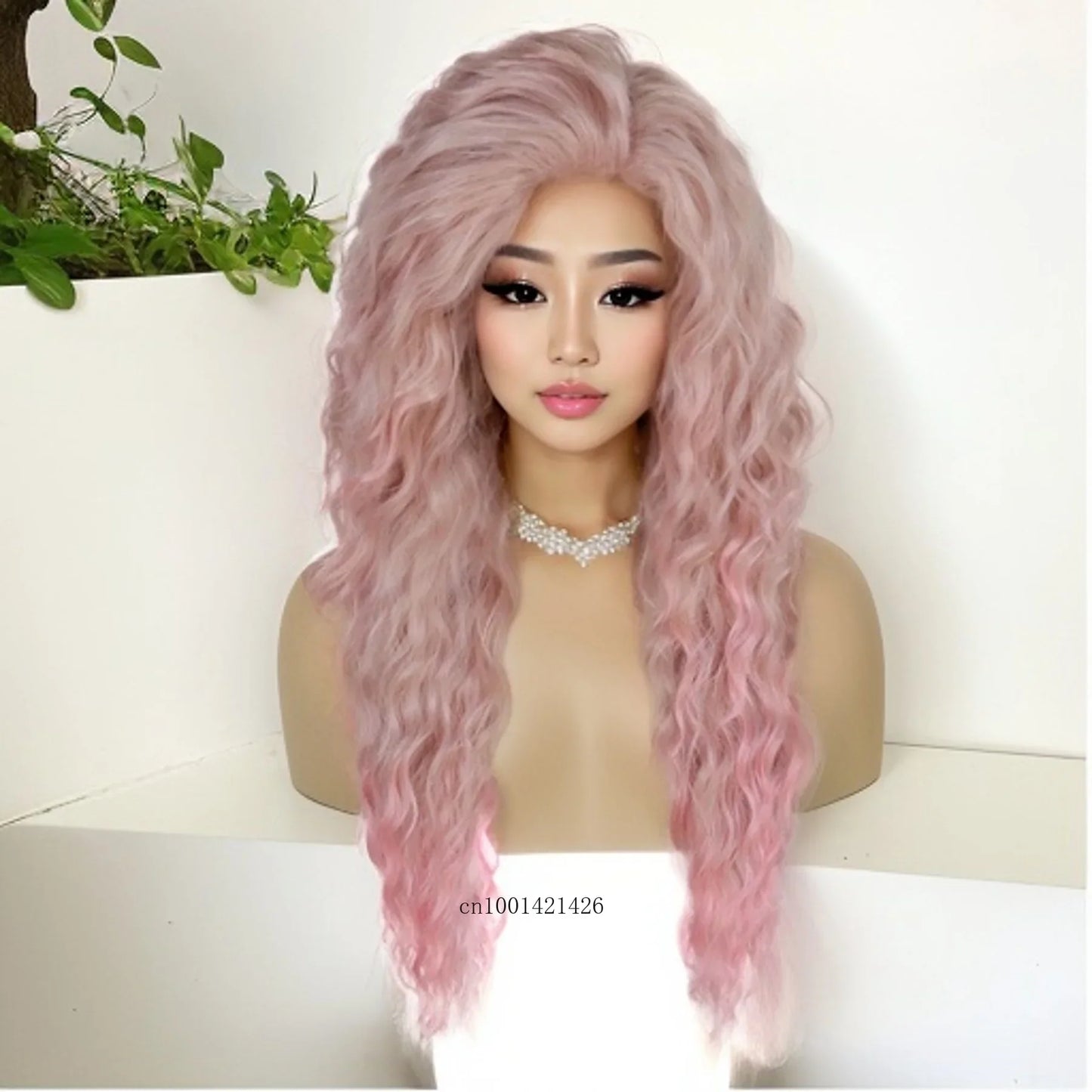Blonde Curly Wig Synthetic Hair Natural Long Wave Wigs for White Women Free Part Dark Roots Ombre Wigs Trendy Wavy Wig+Stickers
