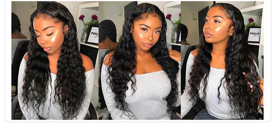 12A Brazilian Water Wave Bundles With Frontal Wet and Wavy Virgin Loose Deep Curly 100% Human Hair Bundles With Closure Tissage