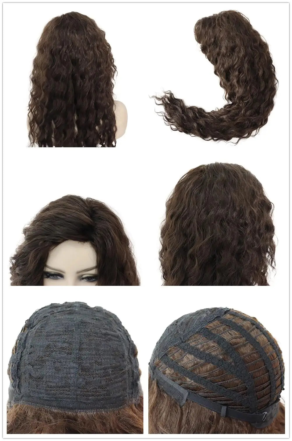 Blonde Curly Wig Synthetic Hair Natural Long Wave Wigs for White Women Free Part Dark Roots Ombre Wigs Trendy Wavy Wig+Stickers