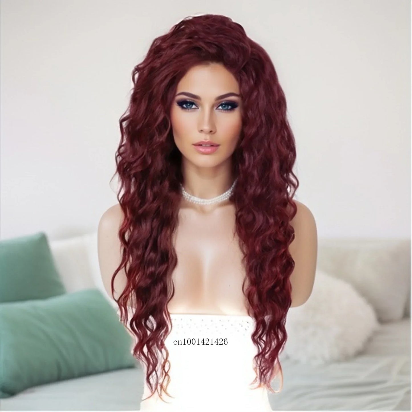 Blonde Curly Wig Synthetic Hair Natural Long Wave Wigs for White Women Free Part Dark Roots Ombre Wigs Trendy Wavy Wig+Stickers