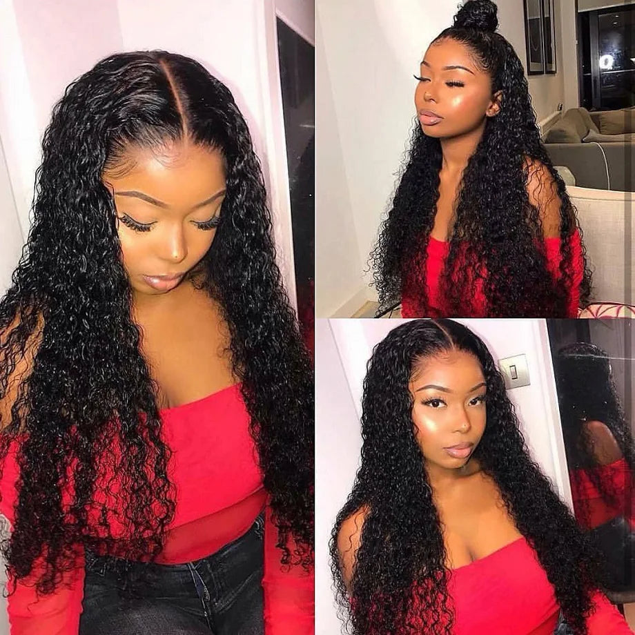 12A Brazilian Water Wave Bundles With Frontal Wet and Wavy Virgin Loose Deep Curly 100% Human Hair Bundles With Closure Tissage