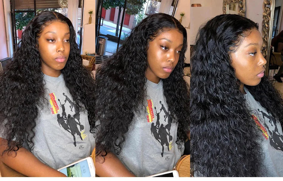 12A Brazilian Water Wave Bundles With Frontal Wet and Wavy Virgin Loose Deep Curly 100% Human Hair Bundles With Closure Tissage