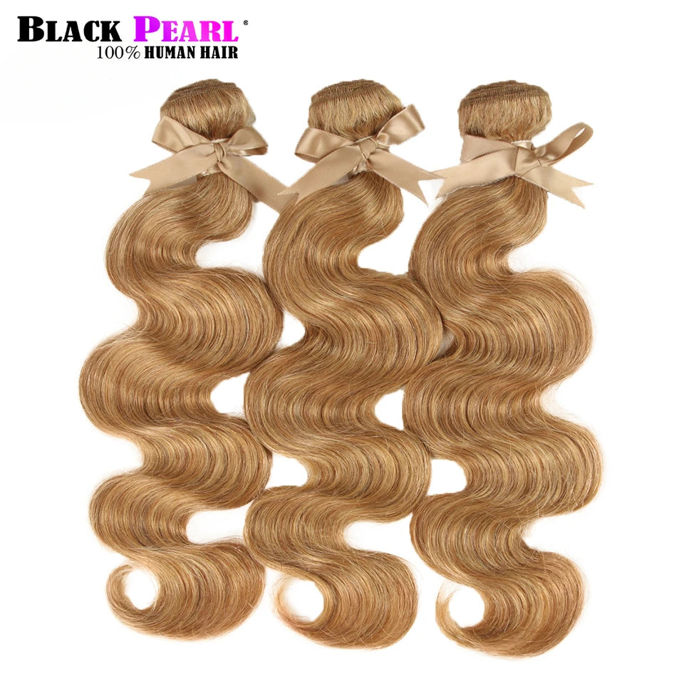 Honey Blonde 27 Colored Hair Brazilian Body Wave Natural Remy Hair Bundles 8 To 26 Inches Sold By 1/3/4 Hair Extension