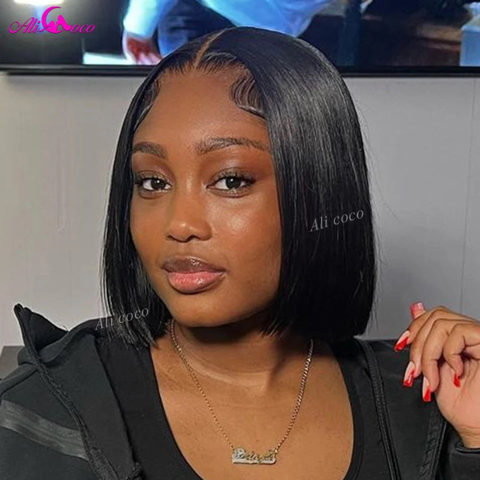 Blonde With Brown Root Human Hair Bob Wigs Straight Lace Front Wig 180 Density Honey Blonde Lace Frontal Wigs for Black Women