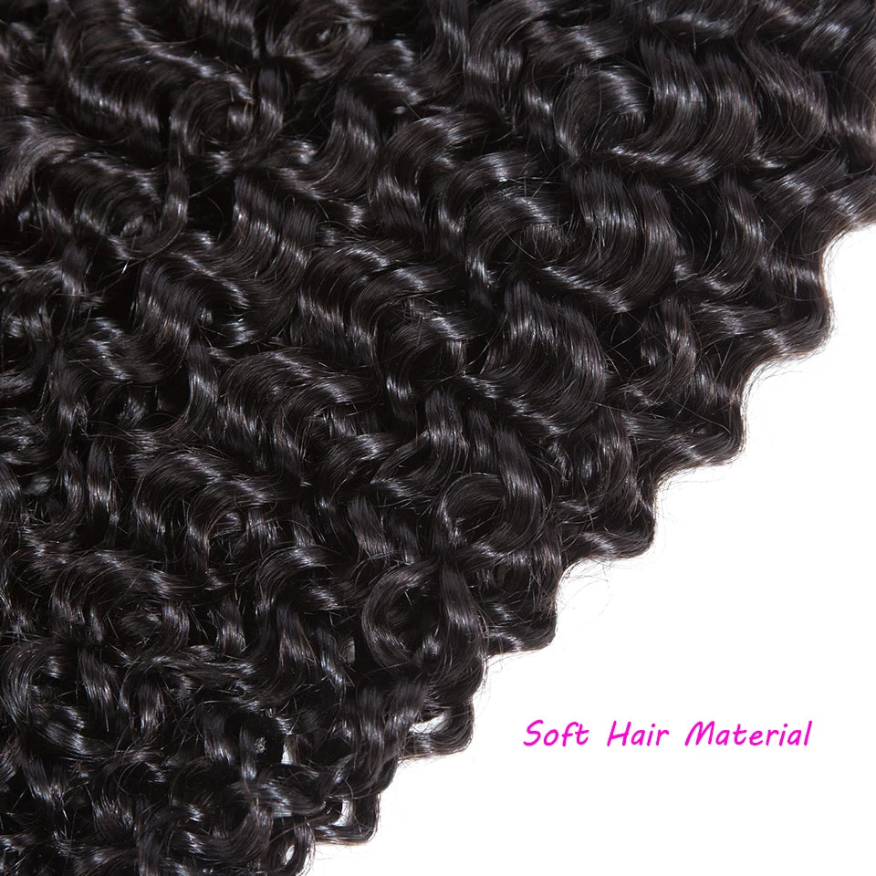 12A Brazilian Virgin Human Hair Kinky Curly Bundles With Frontal Ocean Water Wave Bundles With Frontal Bundles With Lace Closure