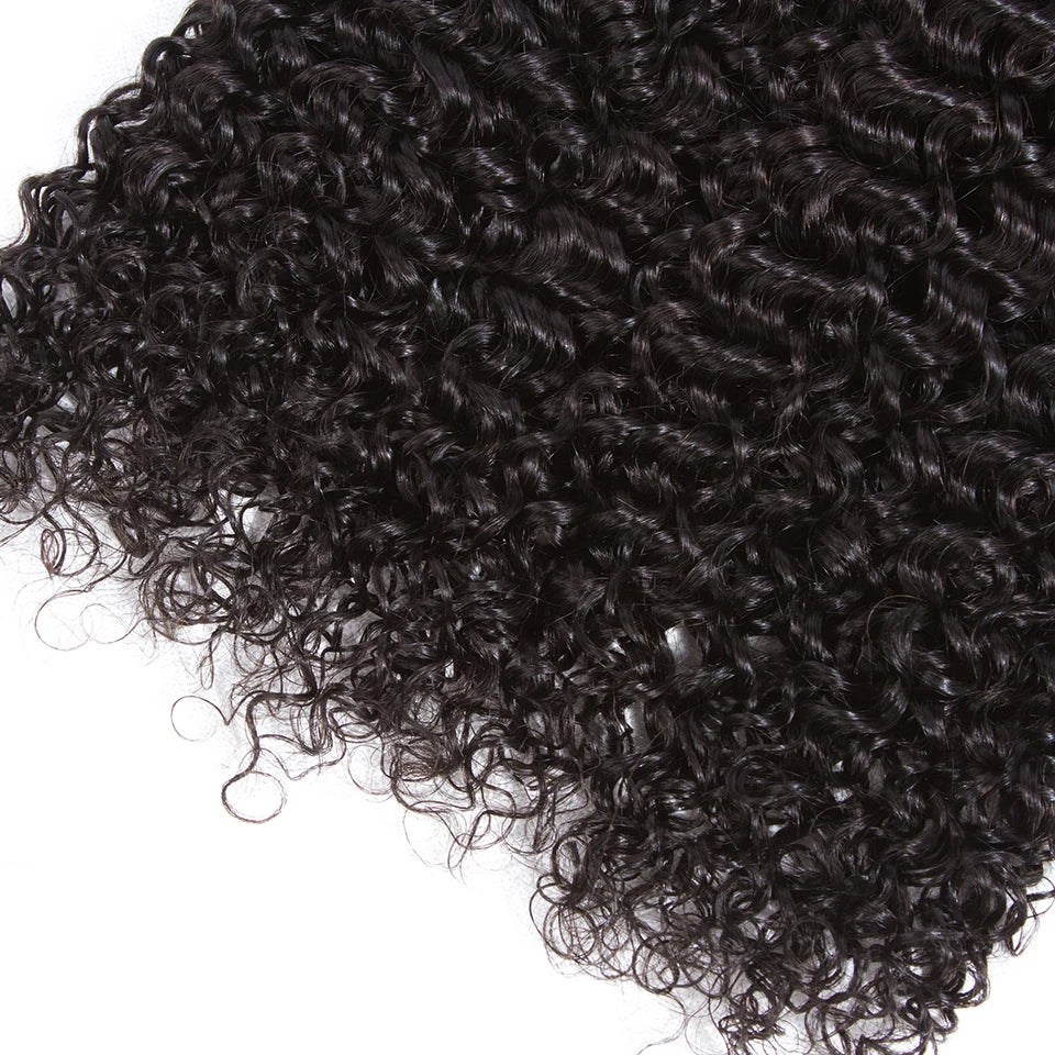 12A Brazilian Virgin Human Hair Kinky Curly Bundles With Frontal Ocean Water Wave Bundles With Frontal Bundles With Lace Closure