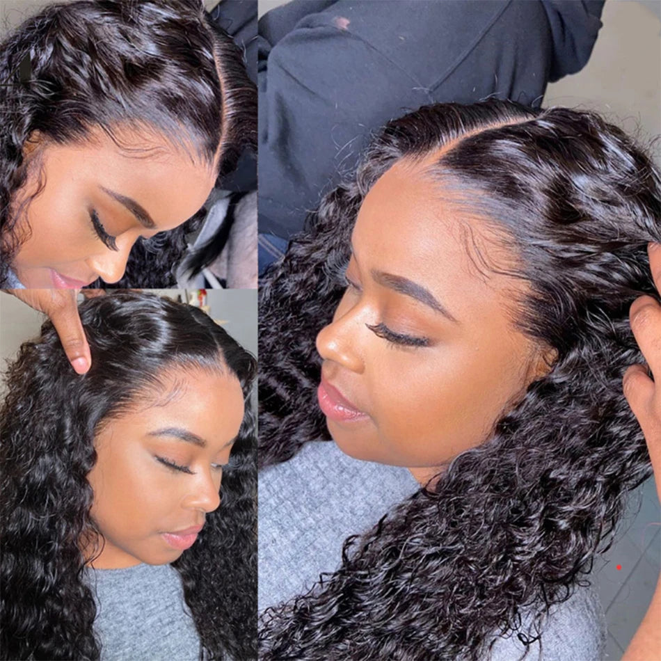 12A Brazilian Water Wave Bundles With Frontal Wet and Wavy Virgin Loose Deep Curly 100% Human Hair Bundles With Closure Tissage