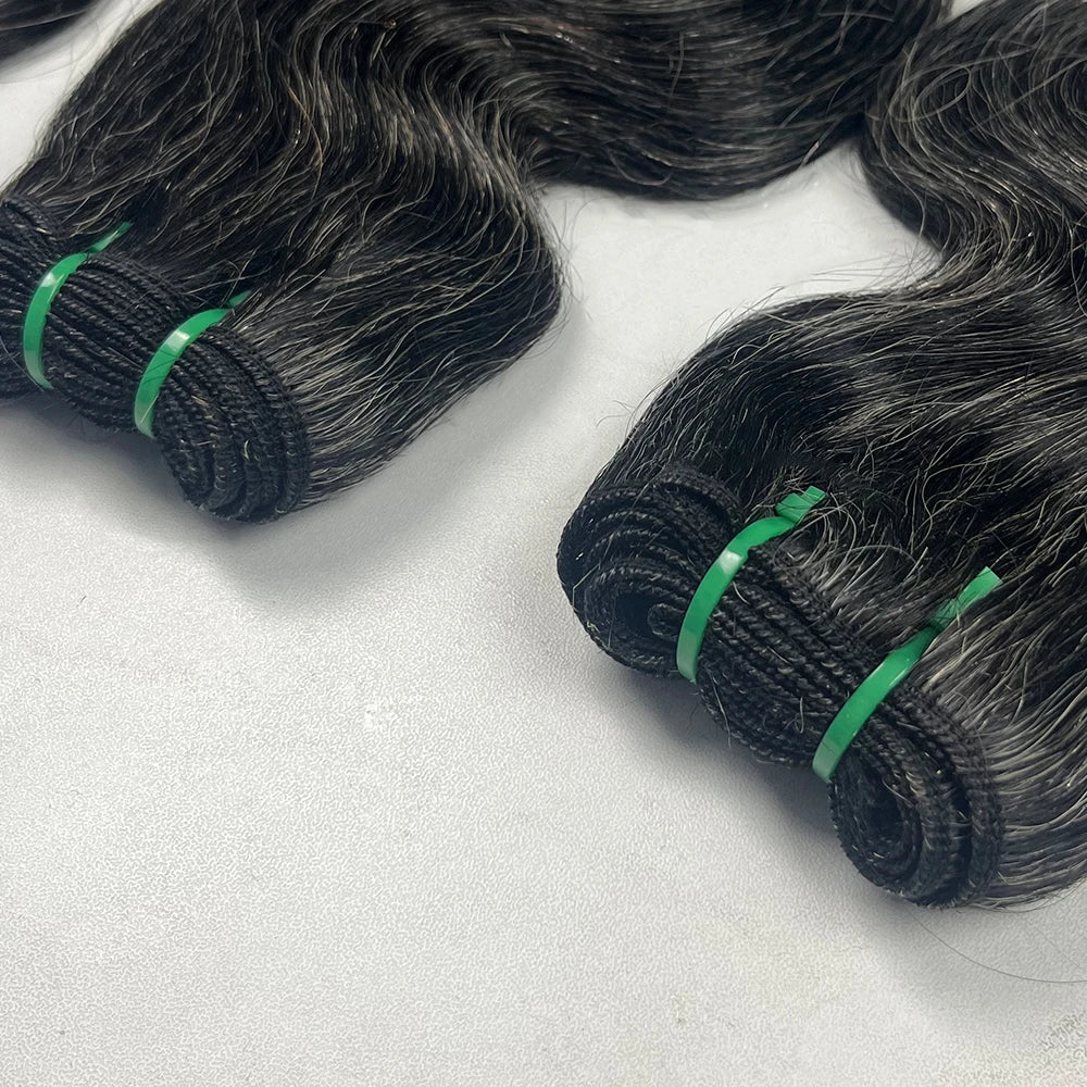 Raw Body Wave Human Hair Bundles Salt and Pepper P1b/Gray Unprocessed Short Grey Human Hair Extensions Virgin Hair Weave Weft