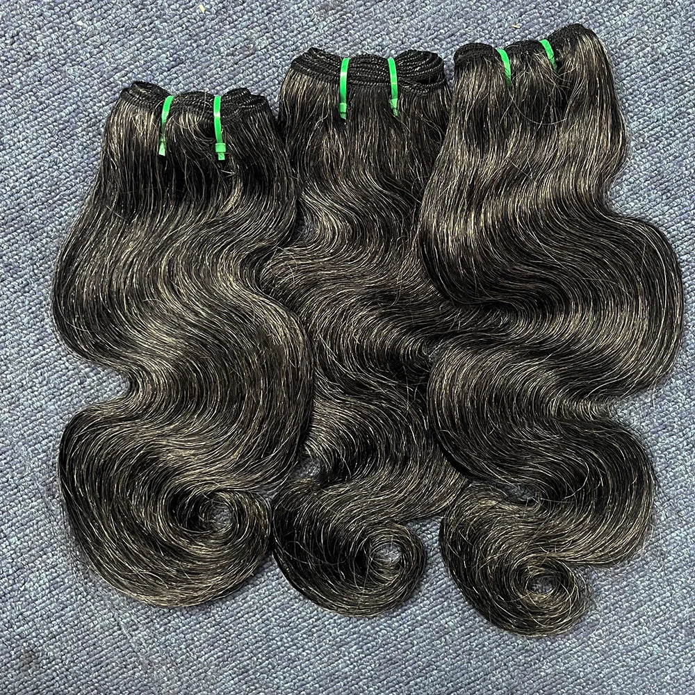 Raw Body Wave Human Hair Bundles Salt and Pepper P1b/Gray Unprocessed Short Grey Human Hair Extensions Virgin Hair Weave Weft