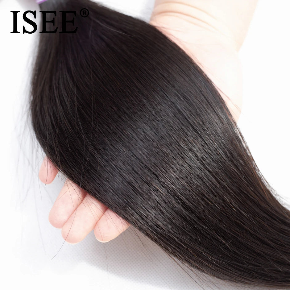 Brazilian Straight Hair Weaves bundles raw hair 100% Human Hair Bundles Straight Hair Extension Natural Color 1Bundle ISEE hair