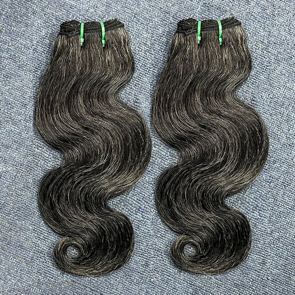 Raw Body Wave Human Hair Bundles Salt and Pepper P1b/Gray Unprocessed Short Grey Human Hair Extensions Virgin Hair Weave Weft