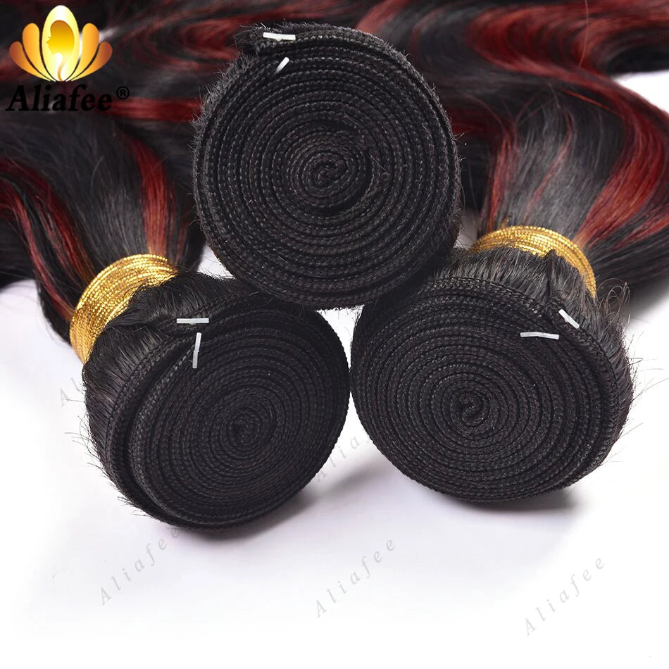 Highlights Red Blonde Colored Brazilian Hair Bundles With 5X5 Lace Closure Remy Body Wave Human Hair Bundles With 4x4 Closure