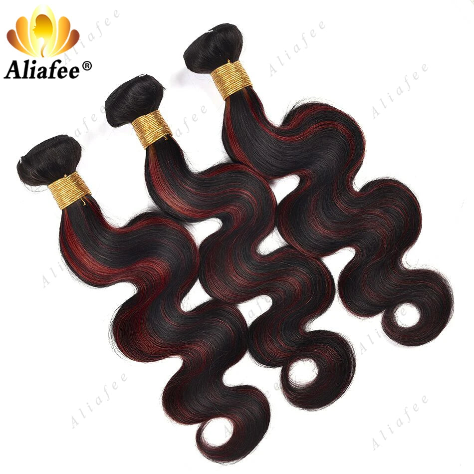 Highlights Red Blonde Colored Brazilian Hair Bundles With 5X5 Lace Closure Remy Body Wave Human Hair Bundles With 4x4 Closure